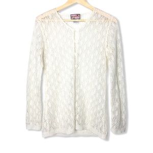 Vintage April Cornell Crochet Sweater Ivory | Small